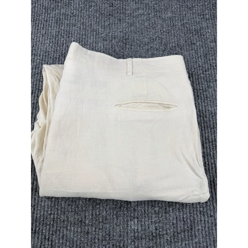 Berle Men's Linen Pants 40R 40x31 Beige Dress Trousers High Waisted Pleated READ